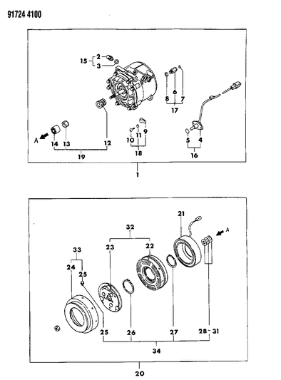 1991 Dodge Ram 50 Compressor, Air Conditioner Diagram