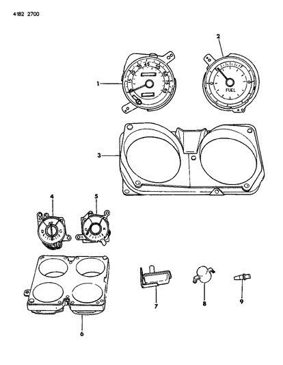 1984 Dodge Diplomat Instrument Panel Speedometer, Gauges & Lenses Diagram