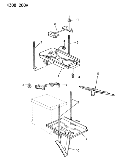 1984 Dodge W150 Battery Tray Diagram