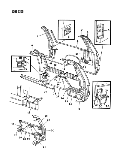 1988 Dodge W250 Body Panels Diagram 1