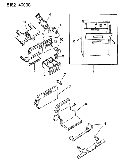 1988 Dodge Grand Caravan I/P LWR Console UPR/WD/GRN Diagram for 4460655