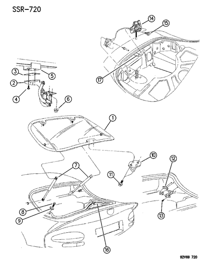 1996 Dodge Viper Glass, Backlite Diagram