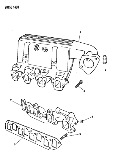 1990 Chrysler LeBaron Manifolds - Intake & Exhaust Diagram 1