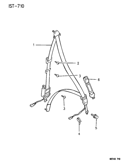 1996 Dodge Stealth Seat Belts - Front Diagram