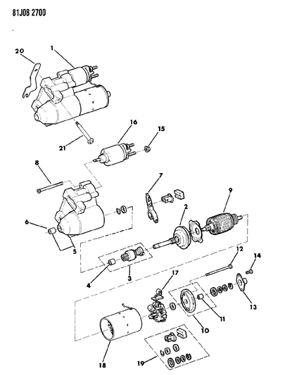 1986 Jeep Wagoneer Starter & Mounting Diagram 3