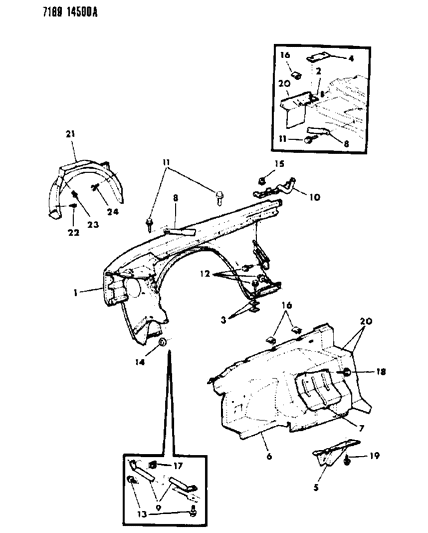 1987 Chrysler Fifth Avenue Fender & Shield Diagram