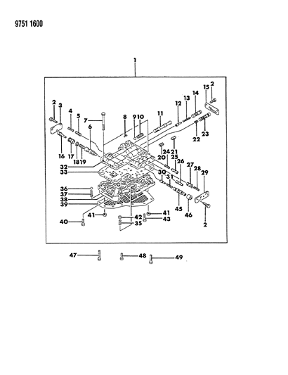 1989 Chrysler Conquest Valve Body & Components Diagram