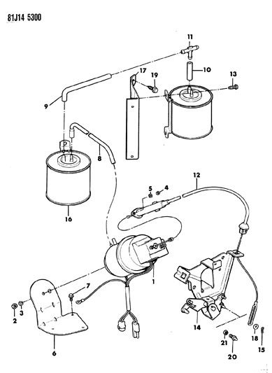 1984 Jeep Cherokee Speed Control, Engine Compartment Components Diagram 1