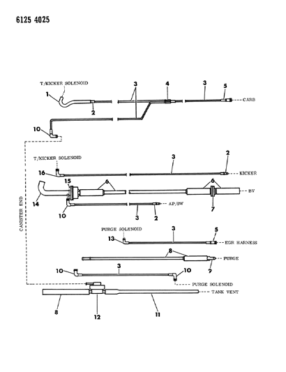 1986 Dodge Charger Vapor Canister Hose Harness Diagram 5