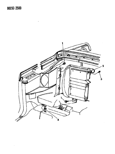 1990 Chrysler LeBaron GTC Seat - Rear Attachments & Slingwell Retainer Diagram