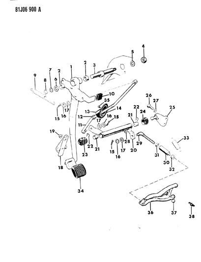 1986 Jeep Wrangler Bracket Asm Diagram for J5363462