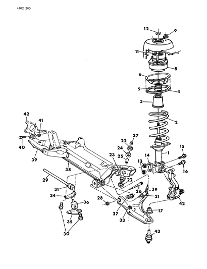 1984 Dodge Aries Mount Front Suspension STRUT D Diagram for 4322298