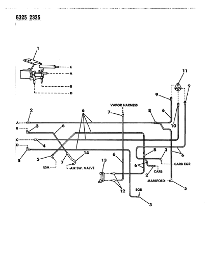 1987 Dodge Ram Wagon EGR Hose Harness Diagram 4