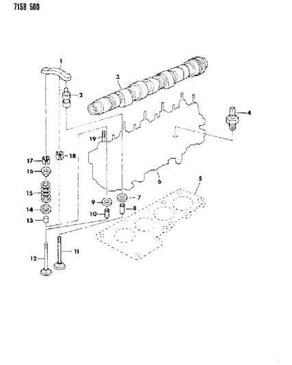 1987 Chrysler Town & Country Camshaft & Valves Diagram 3