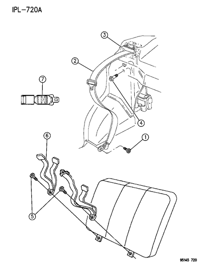 1995 Dodge Neon Seat Belts - Rear Diagram