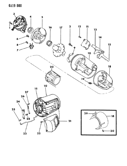1986 Chrysler LeBaron Column, Steering, Upper Column Shift, Without Tilt Diagram