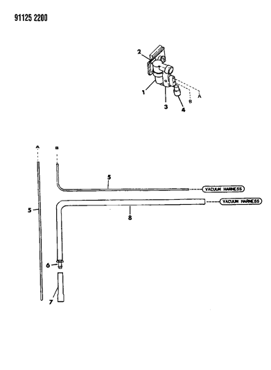 1991 Chrysler New Yorker Vapor Canister Hose Harness Diagram 2