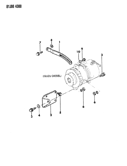 1984 Jeep Wrangler Alternator & Mounting Diagram 2