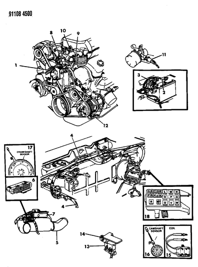 1991 Dodge Dynasty Wiring - Engine - Front End & Related Parts Diagram