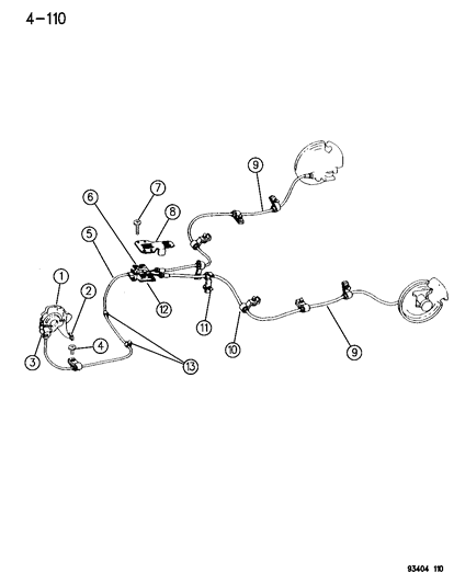 1994 Dodge Intrepid Lever Assembly & Cables Parking Brake Diagram