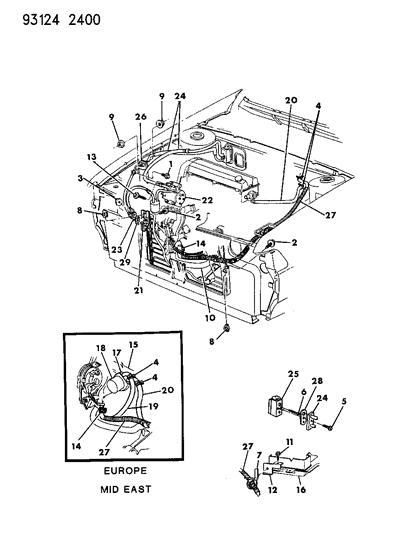 1993 Dodge Daytona Plumbing - A/C & Heater Diagram 2