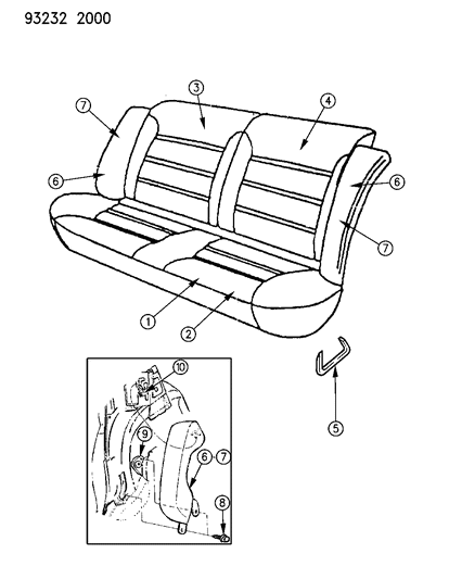 1993 Dodge Shadow Rear Seat Diagram