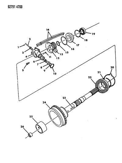 1992 Dodge Colt Governor & Output Shaft Diagram