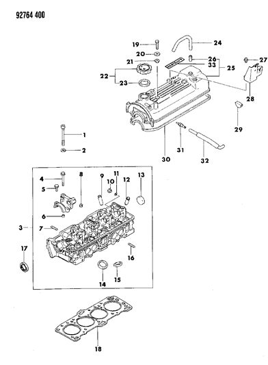 1993 Dodge Ram 50 Cylinder Head & Cover Diagram