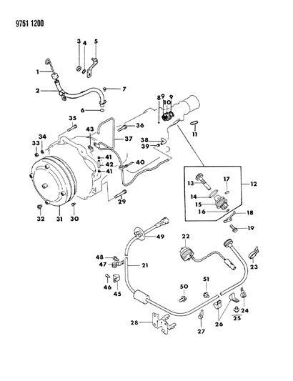 1989 Chrysler Conquest Cable, Speedometer & Pinion Diagram