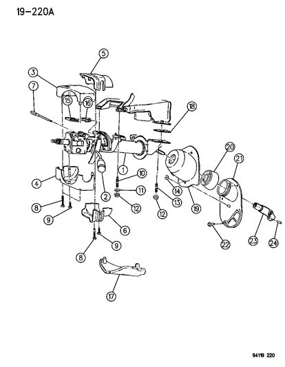 1995 Dodge Spirit Column, Steering, Upper And Lower Diagram