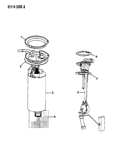 1991 Dodge Shadow Fuel Pump & Level Unit Diagram