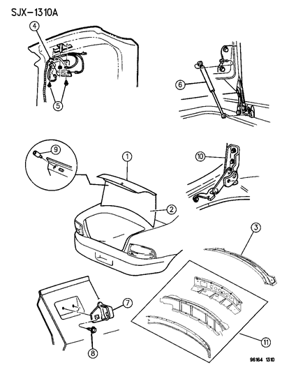 1996 Chrysler Sebring Panel Deck Opening Diagram for 4655930