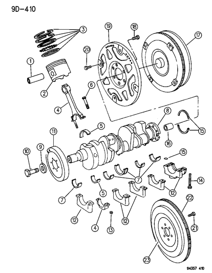 1995 Dodge Ram 1500 Crankshaft , Piston & Flywheel & Torque Converter Diagram 2