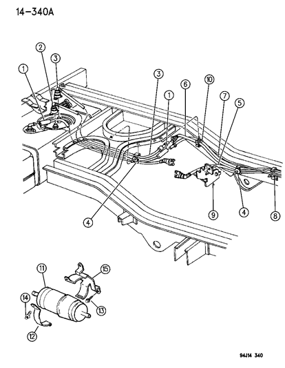 1995 Jeep Grand Cherokee Fuel Lines, Rear Diagram