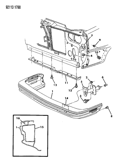 1992 Chrysler New Yorker Fifth Avenue Fascia, Front Diagram 1