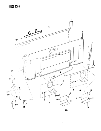 1985 Jeep Grand Wagoneer Tailgate & Hinges Diagram