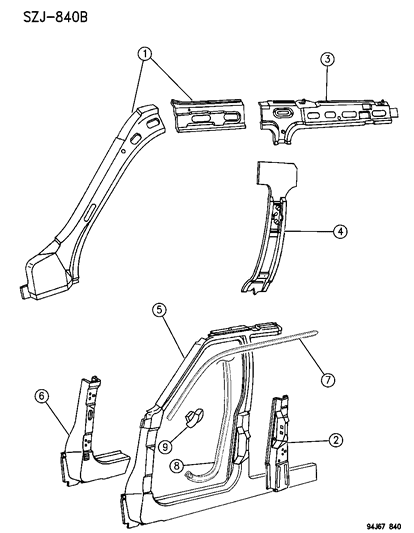 1994 Jeep Grand Cherokee Seal-Front Door-RH Diagram for 55134722