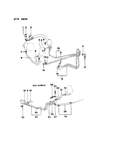 1986 Dodge Colt Clamp Power Steering Hose Diagram for MB350678