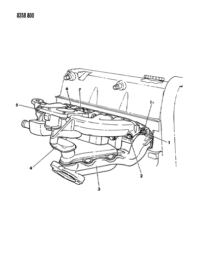 1988 Dodge Dakota Manifolds - Intake & Exhaust Diagram 1