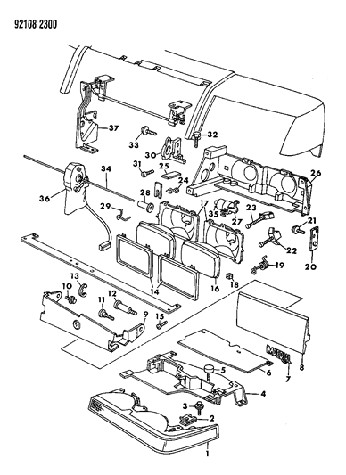 1992 Chrysler New Yorker Lamps - Front Rotating Diagram 1