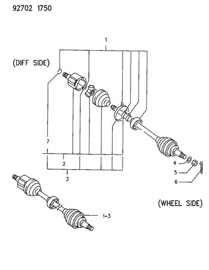 1994 Dodge Colt Axle, Front Diagram