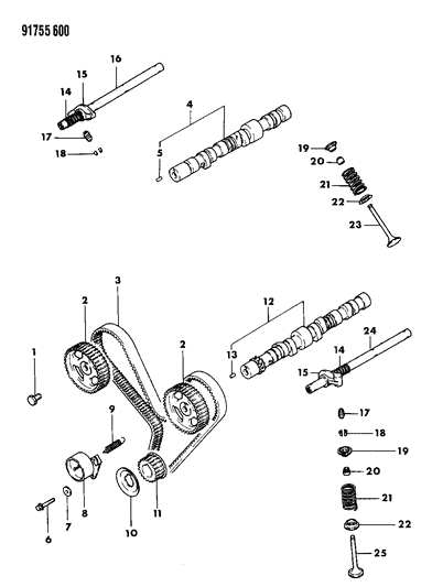 1991 Dodge Ram 50 Camshaft & Valves Diagram 2