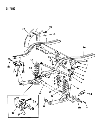 1989 Chrysler TC Maserati Suspension - Rear Diagram