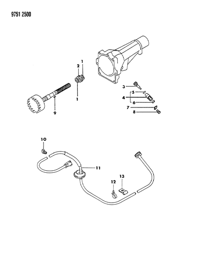 1989 Dodge Ram 50 Cable, Speedometer & Pinion Diagram