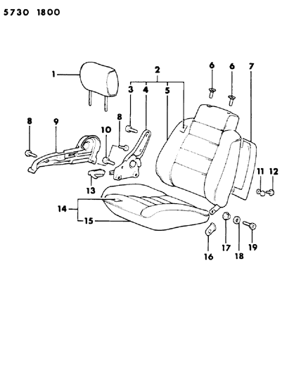 1986 Dodge Colt Front Right Seat Diagram