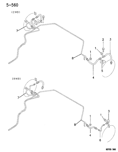 1996 Dodge Stealth Brake Lines & Hoses, Rear Diagram