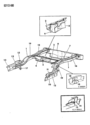 1992 Chrysler New Yorker Salon Frame Rear Diagram