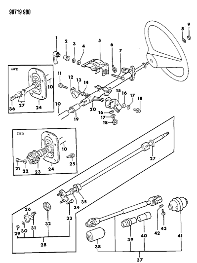 1990 Dodge Ram 50 Column, Steering Diagram