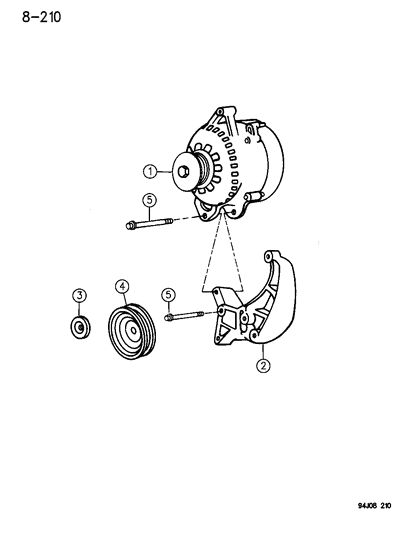 1994 Jeep Grand Cherokee Alternator & Mounting Diagram 2