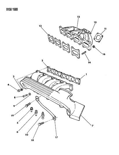 1989 Chrysler TC Maserati Manifold - Intake & Exhaust Diagram